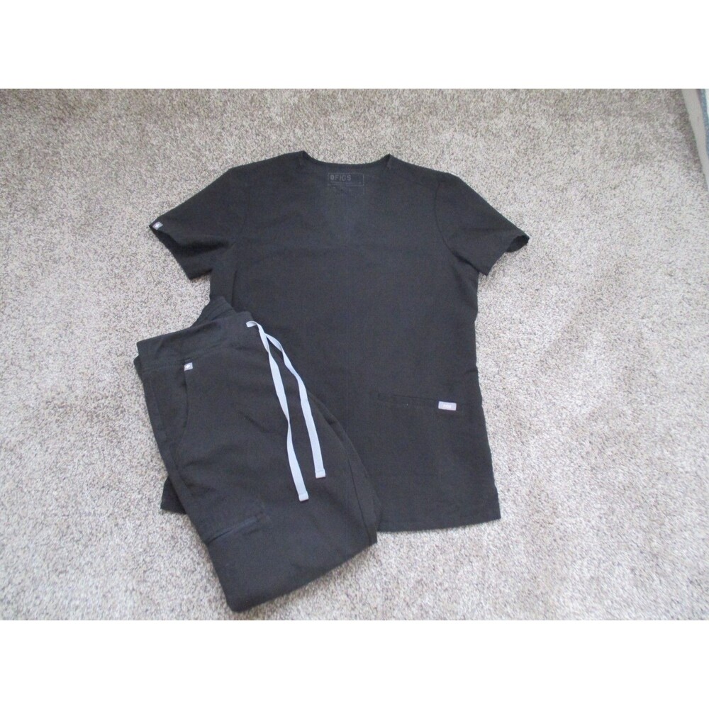 FIGS Technical Collection Women’s Scrub Set S S/P Black Top & Jogger Pants